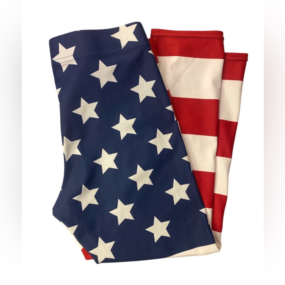FiercePulse Patriotic Stars and Stripes Capris GUC S